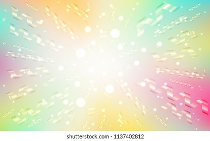 Light Multicolor vector cover with happy holiday ribbons. Modern geometrical abstract illustration with carnival ribbons. The pattern can be used for birthday gifts, congratulations.