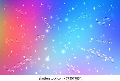 Light Multicolor vector cover with happy holiday ribbons. Blurred decorative design in anniversary style with confetti. Beautiful design for your business advert of anniversary.