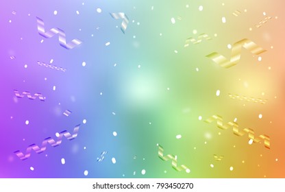 Light Multicolor vector cover with happy holiday ribbons. Modern geometrical abstract illustration with carnival ribbons. The pattern can be used for new year ad, booklets.