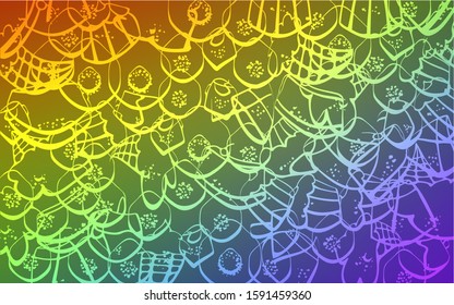 Light Multicolor vector cover with set of confections. Glitter abstract sketch with sweets, candies, desserts. Doodle design for your business advert of cafes.