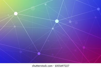 Light Multicolor vector cover with spots, lines. Glitter abstract illustration with connection of triangle structure. Completely new template for your brand book.