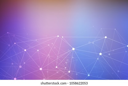 Light Multicolor vector cover with spots, lines. Glitter abstract illustration with connection of triangle structure. Pattern can be used as texture of wallpapers.