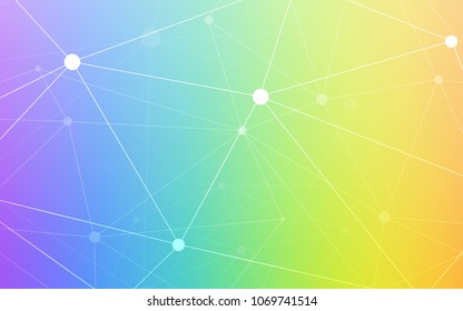 Light Multicolor vector cover with spots, lines. Glitter abstract illustration with connection of triangle structure. New design for ad, poster, banner of your website.