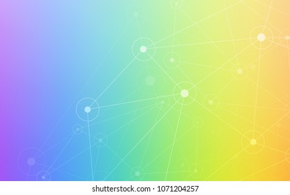 Light Multicolor vector cover with spots, lines. Design with connection of dots and lines on colorful background. Pattern can be used for beautiful websites.