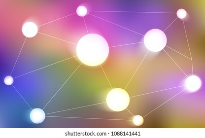 Light Multicolor vector cover with spots, lines. Glitter abstract illustration with connection of triangle structure. Completely new template for your brand book.