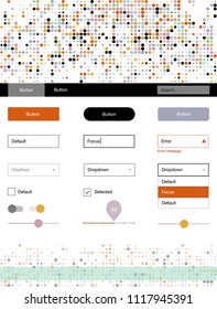 Light Multicolor vector design ui kit with dots. Simple Material Design Kit with colorful dots in header. This template you can use for websites.