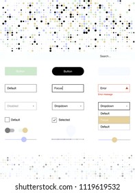 Light Multicolor vector design ui kit with dots. Colorful ui/ux kit with header consisted of spheres. Simple colorful design for websites.