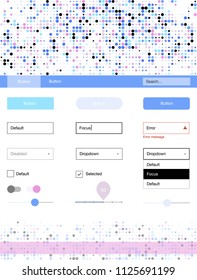 Light Multicolor vector design ui kit with dots. Beautiful ui ux kit with colorful dots in its header. This sample is for your landing page.