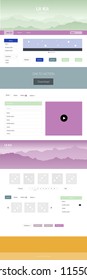 Light Multicolor vector design ui kit with landscape. Web ui kit with abstract gradient hills in its header. This sample is for your tourist website.