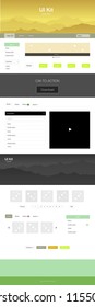 Light Multicolor vector design ui kit with landscape. Modern Style guide with colorful gradient mountains in its header. Sample for your landing page of tourism.