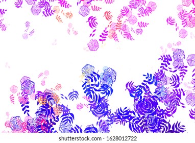 Light Multicolor vector doodle backdrop with leaves, flowers. Illustration with doodles on abstract template. Textured pattern for websites, banners.