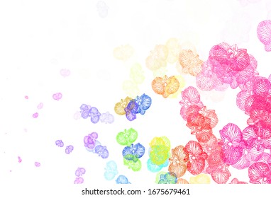 Light Multicolor vector doodle background with flowers. Sketchy doodle flowers on white background. Template for backgrounds of cell phones.