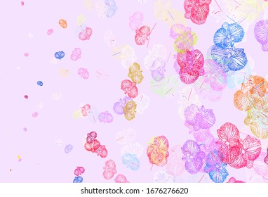 Light Multicolor vector doodle background with flowers. Sketchy doodle flowers on white background. Template for backgrounds of cell phones.