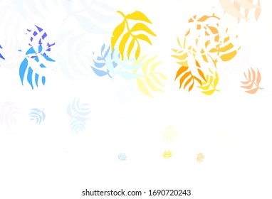 Light Multicolor vector doodle background with leaves. Sketchy doodles with leaves on blurred background. The best design for your business.