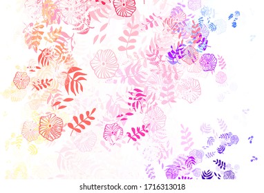 Light Multicolor vector doodle background with leaves. Doodle illustration of leaves in Origami style with gradient. New design for your business.
