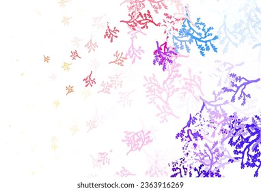 Light Multicolor vector doodle background with branches. Abstract illustration with leaves, branches in doodles style. Colorful pattern for kid's books.