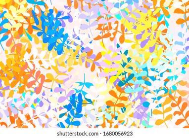 Light Multicolor vector doodle layout with leaves. Creative illustration in blurred style with leaves. Hand painted design for web, leaflets.