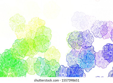 Light Multicolor vector doodle pattern with leaves. Glitter abstract illustration with flowers. Brand new style for your business design.