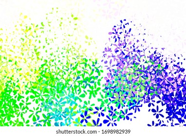 Light Multicolor vector doodle pattern with leaves. Shining colored illustration with leaves in doodle style. Template for backgrounds of cell phones.