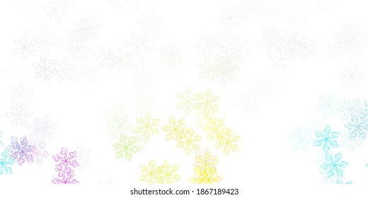 Light multicolor vector doodle pattern with flowers. Gradient colorful abstract flowers on simple background. Colorful pattern for spring parties.