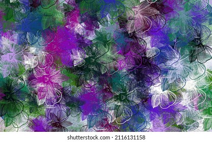 Light Multicolor vector doodle pattern with flowers. Creative illustration in blurred style with flowers. The best design for your business.