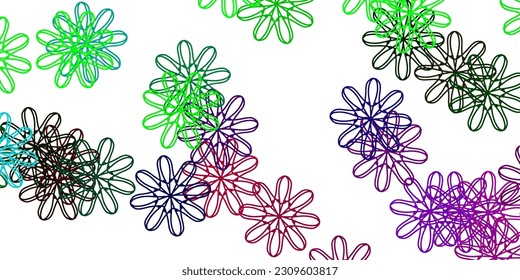 Light Multicolor vector doodle pattern with flowers. Colorful flowers in natural style on simple background. Smart design for wrapping, wallpapers.