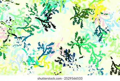 Light Multicolor vector doodle pattern with leaves, branches. Doodle illustration of leaves and branches in Origami style. Pattern for wallpapers, coloring books.