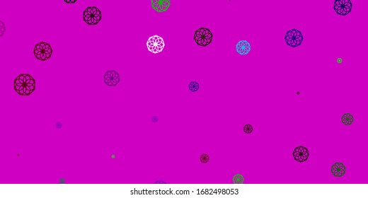 Light Multicolor vector doodle template with flowers. Colorful flowers in natural style on simple background. Brand new business design.