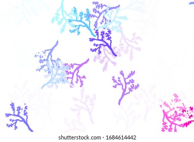 Light Multicolor vector doodle template with branches. An elegant bright illustration with leaves and branches. Colorful pattern for kid's books.