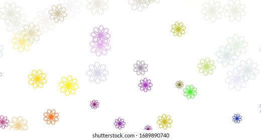 Light Multicolor vector doodle template with flowers. Modern design with gradient Flowers on abstract background. Brand new business design.