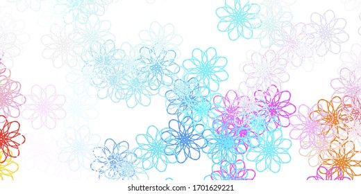 Light Multicolor vector doodle template with flowers. Colorful flowers in natural style on simple background. Brand new business design.