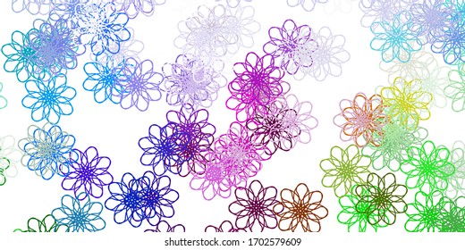 Light Multicolor vector doodle template with flowers. Simple colored illustration with abstarct flowers. Best design for your business.