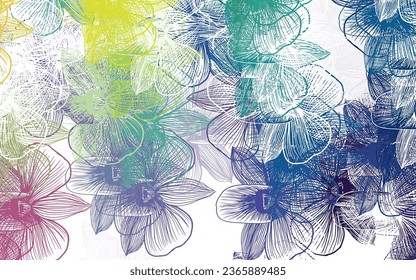 Light Multicolor vector doodle template with flowers. Flowers in natural style on white background. Hand painted design for web, wrapping.