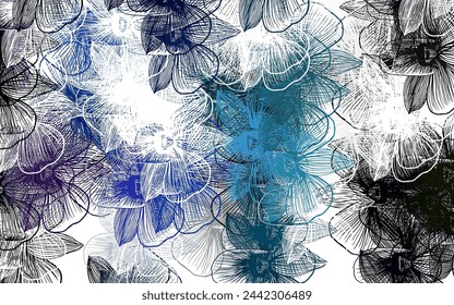 Light Multicolor vector doodle template with flowers. Colorful illustration in doodle style with flowers. Elegant pattern for your brand book.