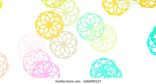 Light Multicolor vector doodle texture with flowers. Colorful flowers in natural style on simple background. Brand new business design.