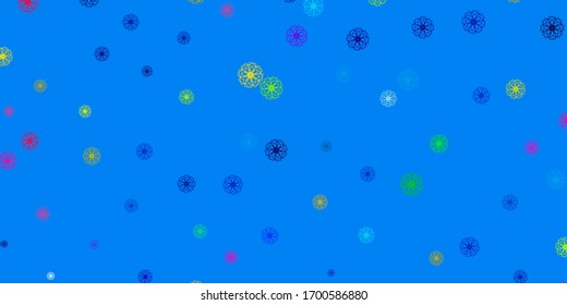 Light Multicolor vector doodle texture with flowers. Simple colored illustration with abstarct flowers. Colorful pattern for spring parties.