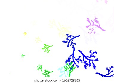 Light Multicolor vector elegant background with sakura. Abstract illustration with leaves, branches in doodles style. Pattern for wallpapers, coloring books.