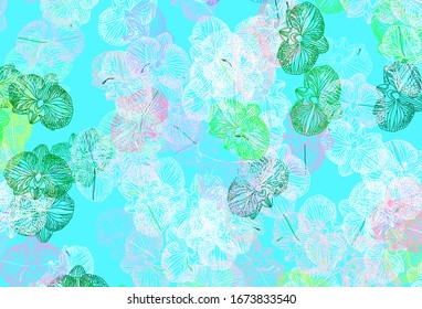 Light Multicolor vector elegant background with flowers. An elegant bright illustration with flowers. Textured pattern for websites, banners.