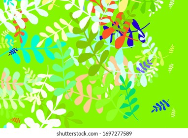 Light Multicolor vector elegant wallpaper with leaves. Blurred decorative design in Indian style with leaves. New template for your brand book.
