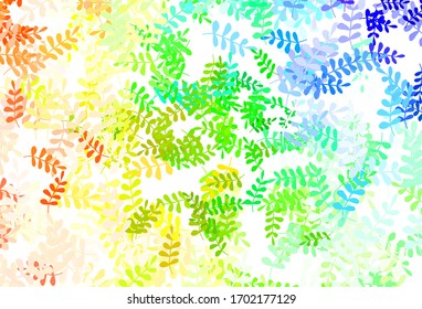 Light Multicolor vector elegant wallpaper with leaves. Glitter abstract illustration with doodles and leaves. A new texture for your wallpaper design.