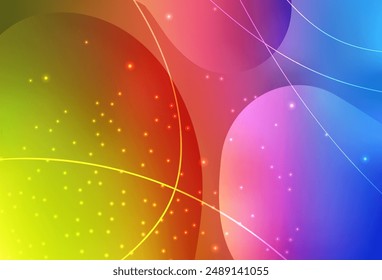 Light Multicolor vector Illustration with set of shining colorful abstract circles, lines. Glitter abstract illustration with blurred drops of rain. Wallpaper for a cell phone.