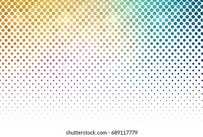 Light Multicolor vector illustration which consist of circles. Dotted gradient design for your business. Creative geometric background in halftone style with colored spots.