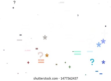 Light Multicolor vector layout with algebra elements. Modern geometrical illustration with numerals. Pattern for posters, banners of math books.