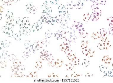 Light Multicolor vector layout with algebra elements. Colored mathematic signs with gradient on white background. Best design a poster, banner of a math college.