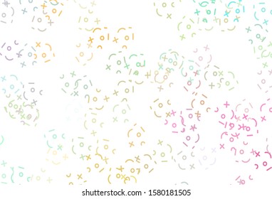 Light Multicolor vector layout with algebra elements. Colored mathematic signs with gradient on white background. Pattern for school, grammar websites.