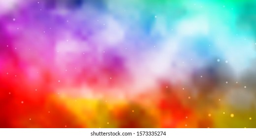 Light Multicolor vector layout with bright stars. Shining colorful illustration with small and big stars. Design for your business promotion.