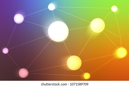 Light Multicolor vector layout with circles, lines. Decorative design in abstract style with triangle structure. Pattern can be used for futuristic ad, booklets.