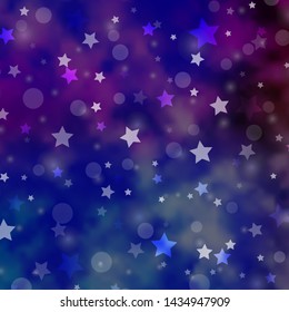 Light Multicolor vector layout with circles, stars. Abstract illustration with colorful spots, stars. Pattern for trendy fabric, wallpapers.