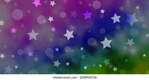 Light Multicolor vector layout with circles, stars. Illustration with set of colorful abstract spheres, stars. Design for wallpaper, fabric makers.