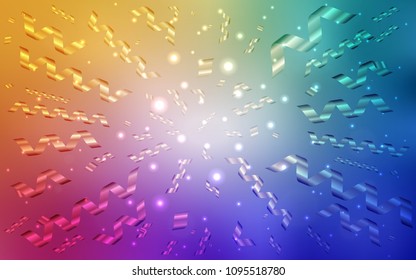 Light Multicolor vector layout with festival confetti. Modern geometrical abstract illustration with carnival ribbons. New design for ad, poster, banner of your Party.